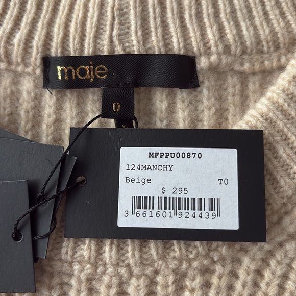 Maje Made in Italy Ribbed Split-Hem Wool Vest Beige Size 0 NWT - Picture 11 of 13